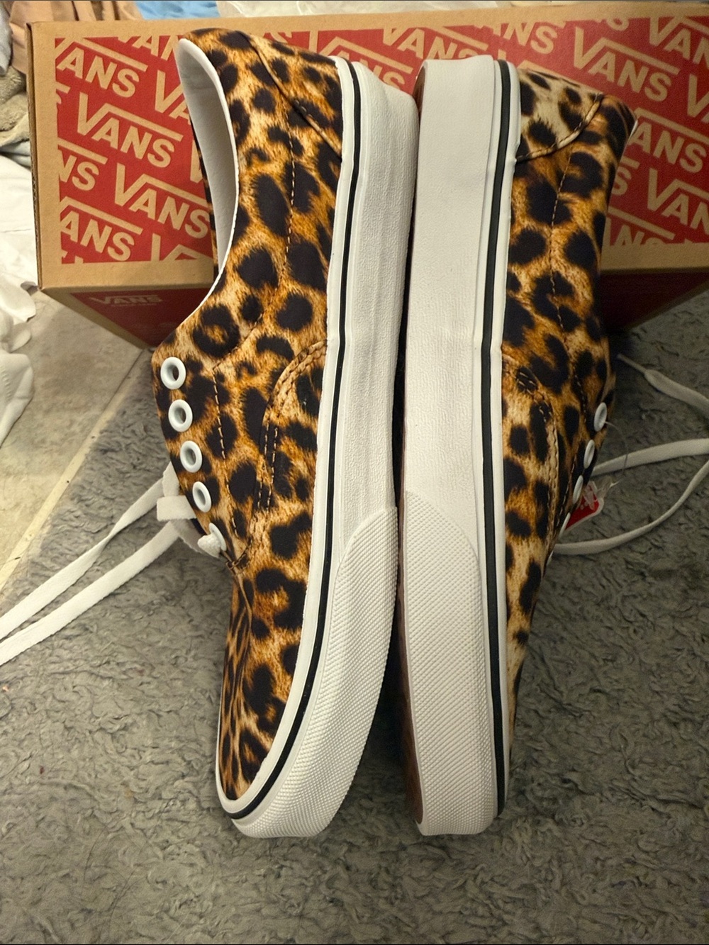 Vans Women's Leopard Print Canvas Sneakers - Brown & Black - Picture 2 of 4
